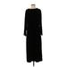 Eileen Fisher Casual Dress - Midi Crew Neck 3/4 sleeves: Black Print Dresses - Women's Size Small
