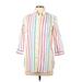 Lands' End Long Sleeve Button Down Shirt: White Stripes Tops - Women's Size 10 Petite