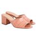 J. Crew Shoes | J. Crew Pink Crocodile Embossed Block Heel Slide Sandals Size: 7 | Color: Pink | Size: 7