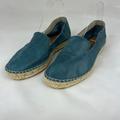 Free People Shoes | Free People Shoes Womens 7 Blue Leather Espadrilles Loafers Flats Slip On Ladies | Color: Blue/Tan | Size: 7