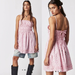 Free People Dresses | New Free People Gabby Mini Dress Pink Floral Cottage Coquette Prairie Size Large | Color: Pink | Size: L