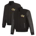 Men's JH Design Black Georgia Tech Yellow Jackets Wool & Leather Varsity Jacket