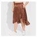 Torrid Skirts | Nwt Torrid Midi Stretch Satin Hi-Low Ruffle Skirt | Color: Brown/White | Size: 4x