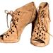 Michael Kors Shoes | Michael Kors Womans Laceup Suede Open Toe Booties/ Size 9.5 | Color: Cream/Tan | Size: 9.5