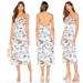 Free People Dresses | Free People White Blue Tropical Print Linen-Blend Beach Party Midi Dress | Color: Blue/White | Size: 8