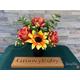 Daybreak, Grave Pot Artificial Flowers Tribute Funeral Lasting Memorial Floral Tributes Autumnal Fall Orange Rose Sunflower