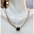 Freshwater Pearls Necklaces With Black Spinel Gemstones Pendant, Gift For Her, Everyday Necklace, Pearls Women Necklace