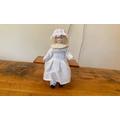 Antique, Vintage, 112Th Scale, Dolls House, Porcelain, Young Lady, Girl, Doll, Figure, in White, Dress, Bloomers, Mop Cap, Mum