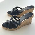 Burberry Shoes | Burberry - Espadrilles - Patent Leather Sandals - Jute - Size 37 | Color: Black/Tan | Size: 37eu