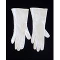 Vintage Ladies Womens Gloves, Off White, Trimmed With Pearls & Scallops, Medium Length, Guess Size 6 1/2. Lovely