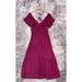 Anthropologie Dresses | Anthropologie Dress Medium Womens Purple Ruffle Sleeve Tiered Midi | Color: Purple/Red | Size: M