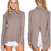 Free People Tops | Free People We The Free Oversized Open Back Turtleneck Shirt Brown Tan Medium | Color: Tan | Size: M