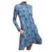 Anthropologie Dresses | Anthropologie Maeve Myra Long Sleeve Mock Neck Blue Pattern Knit Dress Size S | Color: Blue | Size: S