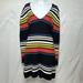 Free People Dresses | Free People Gidget Sweater Mini Dress Knit Black Striped Small V Neck Retro Boho | Color: Black/Orange | Size: S