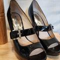 Michael Kors Shoes | Black Heels Open Toe | Color: Black/Silver | Size: 6.5