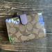 Coach Bags | Nwt Coach Signature Leather Canvas Floral Print Medium Corner Zip Wallet | Color: Purple/Tan | Size: Os