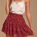 Free People Skirts | Free People From The Valley Tiered Floral Print Ruffle Mini Skirt Size Small | Color: Brown/Red | Size: S