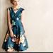 Anthropologie Dresses | Anthropologie Baikal Teal Floral Dress, Size 8 | Color: Blue | Size: 8