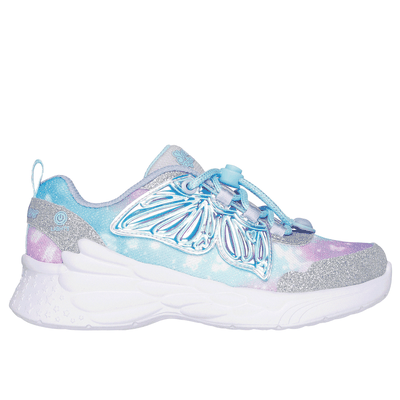 Skechers Girl's Dream Racer - Wing Brites Sneaker | Size 2.5 | Silver/Lavender | Synthetic/Textile