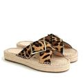 J. Crew Shoes | J. Crew Calf Hair Leopard Print Buckle Slip-On Espadrille Sandals Size 8.5 | Color: Brown/Tan | Size: 8.5