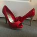 Jessica Simpson Shoes | Jessica Simpson Jp-Edith Heel. Women’s Size 11. Red With Multi Color Cork Heel. | Color: Red | Size: 11