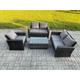 Wicker Rattan Garden Furniture Sofa Set with Rectangular Coffee Table Double Seat Sofa Chair 5 Seater Outdoor Rattan Set