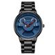 RORIOS Analogue Quartz Watch Men's Fashion Watches Creative Skeleton Wristwatch Casual Stainless Steel Wrist Watch Minimalist Watch for Men Blue C