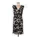 Kasper Casual Dress - Sheath V-Neck Sleeveless: Black Floral Dresses - Women's Size Large