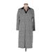 Lands' End Casual Dress - Shirtdress Collared 3/4 sleeves: Gray Print Dresses - Women's Size Large