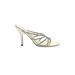 Nina Heels: Slip On Stiletto Glamorous Gold Print Shoes - Women's Size 8 1/2 - Open Toe