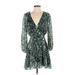 Alice + Olivia Casual Dress - A-Line V Neck 3/4 sleeves: Green Snake Print Dresses - Women's Size 2