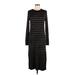 Banana Republic Casual Dress - Sweater Dress: Black Stripes Dresses - Women's Size Medium Tall