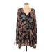 Ted Baker London Casual Dress - Mini V-Neck Long Sleeve: Black Print Dresses - New - Women's Size 12