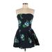 Hollister Casual Dress - Mini Open Neckline Sleeveless: Blue Floral Dresses - Women's Size Medium