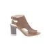 Louise Et Cie Ankle Boots: Slingback Chunky Heel Casual Tan Print Shoes - Women's Size 9 1/2 - Open Toe