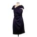 David's Bridal Cocktail Dress - Sheath V Neck Short sleeves: Purple Print Dresses - Women's Size 8