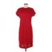 Liz Claiborne Casual Dress - Shift Crew Neck Short sleeves: Red Print Dresses - Women's Size Medium