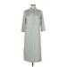 Vineyard Vines Casual Dress - Midi Collared 3/4 sleeves: Gray Stripes Dresses - Women's Size Medium