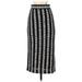 Lou & Grey Casual Midi Skirt Calf Length: Silver Stripes Bottoms - Women's Size X-Small