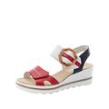 Rieker Women Sandals 67476, Ladies Strappy Sandals,Summer Shoe,Summer Sandal,Comfortable,Flat,Red (Rot Kombi / 33),41 EU / 7.5 UK