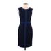 BCBGMAXAZRIA Casual Dress - Sheath: Blue Jacquard Dresses - Women's Size 6