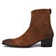 Dress Boot For Men Leather Chukka Designer Boots Casual Heel Shoes Zipper-up By OTTO ZONE JY002 Brown Suede 9