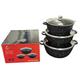 Formal Black Casserole Dishes with Lids Oven Proof Set - 32/36/40 Casserole Dish, G Type Glass Lid, Slicon Handle, Induction Bottom, 3 Pcs Casserole Dish with Lid