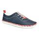 Shoozy Womens Iris Leather Bungee Lace Plimsoll Trainers LL044 8 UK Navy Red