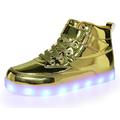 Voovix Kids LED Light up Shoes Flashing Trainers High-top Charging Sneakers with Remote Control for Boys and Girls(Gold,32)