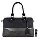 David Jones - Women's Bowling Barrel Handbag - Lady Bugatti Duffle Style Bag - Multicolor Stripes Shoulder Bag Nubuck Glitter Rigid Faux Leather - Top-Handle Tote Satchel City Bag Elegant - Black