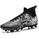 BINQER Men's Football Boot Grass Wearable Professional Training Outdoor Sports Football Boots Spikes (Color : 2023-blac-k White, Size : 6.5 UK)