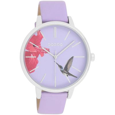 Quarzuhr OOZOO, lila, Armbanduhren, Damen, Armbanduhr, Damenuhr, Lederarmband, Kolibri Image