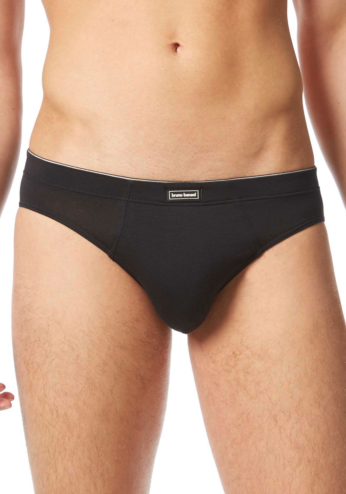 Slip BRUNO BANANI "INFINITY", Herren, Gr. XXL, schwarz, Obermaterial: 47% Baumwolle, 47% Modal, 6% Elasthan, unifarben mit Farbeinsatz, körpernah, Unterhosen, mit Markenprägung am Bund Image