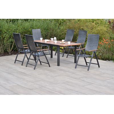 Garten-Essgruppe MERXX "»Tinos«", grau (grau, grau, graphit), Aluminium, Massivholz, Sitzmöbel-Sets, Ausziehtisch: LxB: 150-200 x 90 cm Image